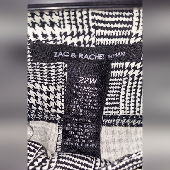 Womans Plus Size Houndstooth Plaid Print Pants Zac & Rachel size 22W - Picture 3 of 4